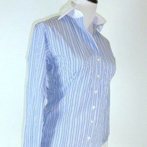 HOLLAND & SHERRY BUTTON DOWN custom SHIRT 2 4 stripes xs s blue white stripes